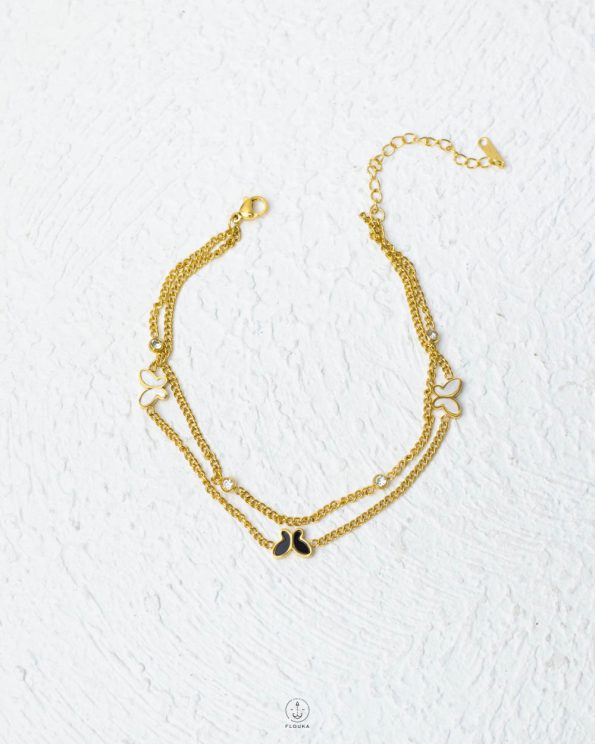 double layers many butterfly gold ankelet