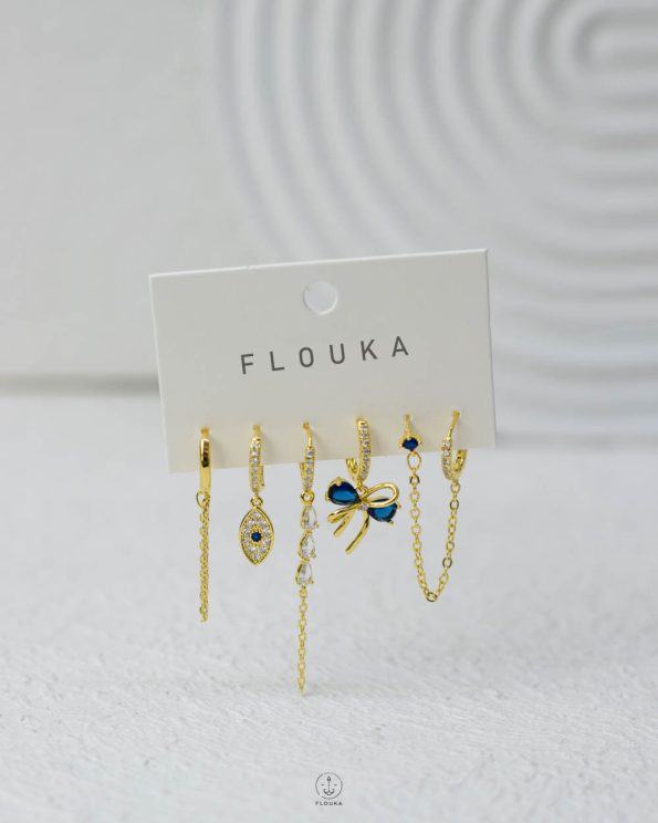 Turquoise struas gold earring set
