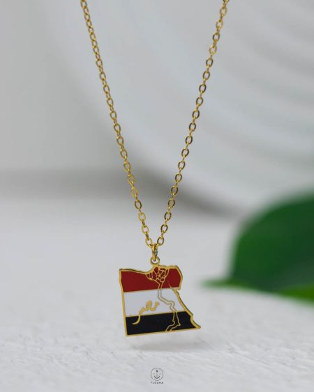 Egypt flag map gold necklace