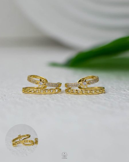 double layer gold rope & spacestar fake piercing
