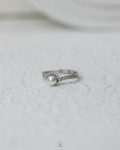 free size white beads silver ring