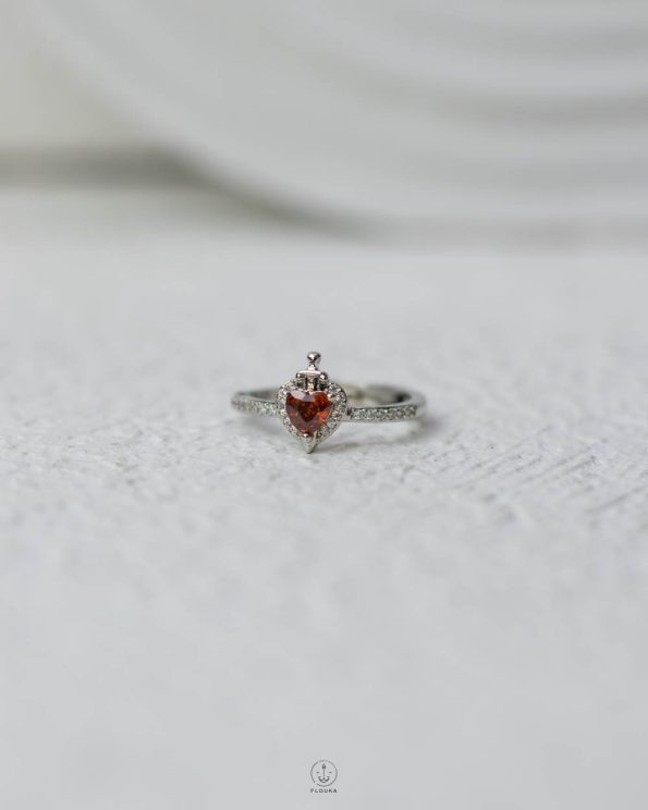 free size heart & sward ring