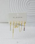 dark purple & white struas gold earring set