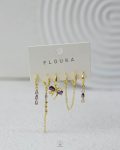 dark purple struas gold earring set