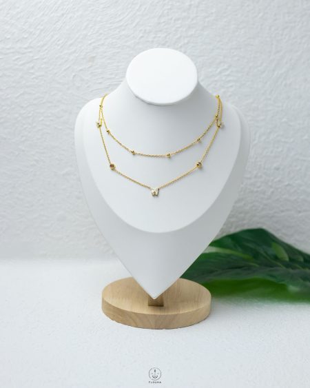 double layer white butterfly necklace