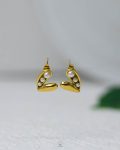 gold heart & beads earrings