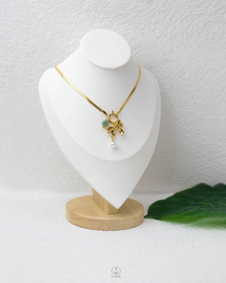 gold tie & beads snake necklace