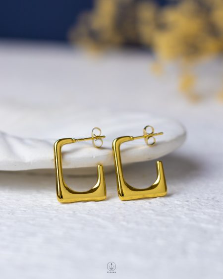 gold square earring