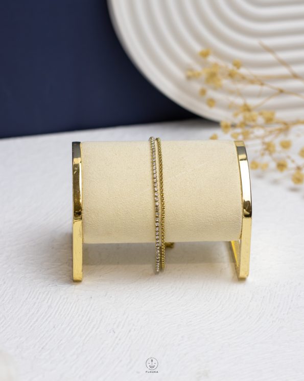 tiny duoble layer gold tennis bracelet