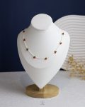 white Pearl beads & red cherry gold necklace